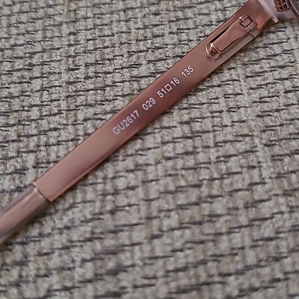 GUESS METALLIC ROSE GOLD EYEGLASS FRAME 51 16 135